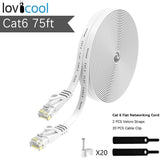 Lovicool Cat 6 Ethernet Patch Cable 100 ft Black, 4-Pair UTP Flat Networking Patch LAN Cable Ethernet Cords Network Wire Speed up to 250MHz with RJ45 Connectors 30m