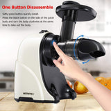 Masticating Juicer Machines, Hethtec Slow Cold Press Juicer Quiet Motor, Reverse Function, High Yield Juice Extractor with Brush for Fruits and Vegetables, Easy to Clean, BPA-Free