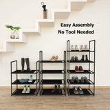 ORDORA 2 Pack 6 Tier Narrow Shoe Rack Organizer, Muti-Combinations Entryway Shoe Racks for Closets, Stackable Shoe Shelf, Free Standing Shoe Rack, 6 Side Pockets, 24-30 Pairs, Waterproof Fabric