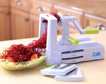 Zalik 5-Blade Spiralizer - Vegetable Spiral Slicer With Powerful Suction Base - Strong & Heavy Duty Veggie Pasta Spaghetti Maker for Low Carb/Paleo/Gluten-Free Meals With Extra Blade Storage Caddy