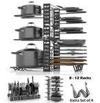 SKATCO Pot Organizer Rack – Metal Pots & Pans Organizer – Pantry & Kitchen Cabinet Organizer – Heavy Duty Lids, Dishes, Pots and Pans Organizer – Horizontal & Vertical Pan Rack with 3 Use Methods