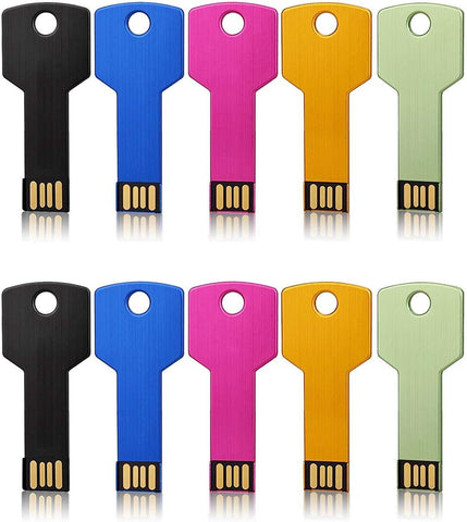 JUANWE USB Flash Drives 5 Pack 16GB USB 2.0 Metal Thumb Drives Jump Drive Memory Stick Key Shape for Students,Office,Company