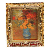 Artyea Golden Plastic Frame Flower Oil Painting 1:12 Miniature Dollhouse Furniture