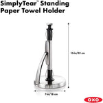 OXO Good Grips SimplyTear Standing Paper Towel Holder, Brushed Stainless Steel