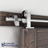 SMARTSTANDARD 8FT Top Mount Heavy Duty Sliding Barn Door Hardware Kit, Single Rail, Stainless Steel, Smoothly and Quietly, Simple and Easy to Install, Fit 42"-48" Wide DoorPanel (T Shape Hanger)