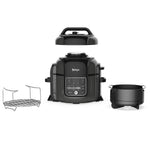 Ninja Foodi 1400-Watt Multi Cooker, Pressure Cooker, Steamer & Air Fryer w/ TenderCrisp Technology, Pressure & Crisping Lid, 6.5 Qt Pot (OP301), Black/Gray