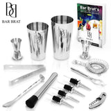 Premium 14 Piece Cocktail Making Set & Bar Kit by Bar Brat ™ / Free 130+ Cocktail Recipes (Ebook) Included/Make Any Drink With This Bartender Kit