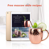 Moscow Mule Copper Mugs, Set of 4-100% HANDCRAFTED, Food-safe Copper Mugs 16 Ounce with Brass Handle and Stainless-Steel Lining, Highest Quality Cocktail Copper Strawsand Jigger