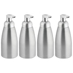 mDesign Modern Metal Foaming Soap Dispenser Pump Bottle for Kitchen Sink Countertop, Bathroom Vanity, Utility/Laundry Room, Garage - Save on Soap - Rust Free Aluminum - 4 Pack - Brushed/Silver