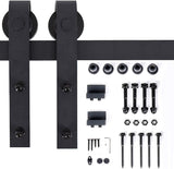 TE DEUM 6.6 FT"J" Shape Heavy Duty Basic Sliding Barn Door Hardware Kit Wood Door Sliding | Easy to Connect and Install | for Kitchen,Living Room,cabinets,Bathroom(Black)