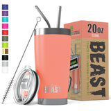 BEAST 30 oz Tumbler Stainless Steel Insulated Coffee Cup with Lid, 2 Straws, Brush & Gift Box by Greens Steel (30 oz, Army Green)