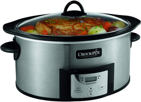 Crockpot SCCPVI600-S 6-Quart Countdown Programmable Oval Slow Cooker with Stove-Top Browning, Stainless Finish