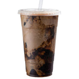 Clear Plastic Cups with Lids | 24 oz, 100 Pack | PET Cold Smoothie Cups | Iced Coffee Cups | Disposable Cups with Lids | To Go Cups