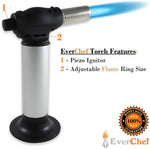 EverChef Premier Culinary Kitchen Torch - Chef Recommended - Professional Grade with Safety Features - Refillable Butane Blow Torch - Great for Crème Brulee, Pastries and Other Delicious Dishes