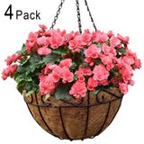 Metal Hanging Planter Basket with Coco Coir Liner 12 Inch Round Wire Plant Holder with Chain Porch Decor Flower Pots Hanger Garden Decoration Indoor Outdoor Watering Hanging Baskets by AMAGABELI GARDEN & HOME