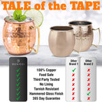 Benicci Moscow Mule Copper Mugs - Set of 2-100% HANDCRAFTED - Food Safe Pure Solid Copper Mugs - 16 oz Gift Set