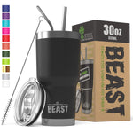 BEAST 30 oz Tumbler Stainless Steel Insulated Coffee Cup with Lid, 2 Straws, Brush & Gift Box by Greens Steel (30 oz, Army Green)