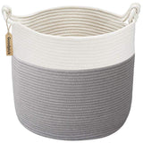 Goodpick Cotton Rope Basket with Handle for Baby Laundry Basket Toy Storage Blanket Storage Nursery Basket Soft Storage Bins-Natural Woven Basket, 15'' × 15'' × 14.2''