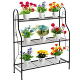 DOEWORKS 3 Tier Metal Plant Stand, Plant Display Rack,Stand Shelf, Pot Holder for Indoor Outdoor Use, Black