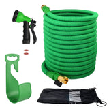 HOMER Garden Hose Improved Version,Garden Hose Pipe Expandable with Extra Strength Stretch Material and Brass Connectors Bonus FREE 8 Way Spray Nozzle,Carrying Bag and Holder Hanger (Green) by (50ft)