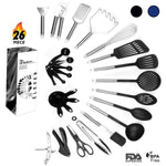 Kitchen Utensil Set - 26 Kitchen Gadgets & Cooking Utensils. Stainless Steel Kitchen Utensils for Nonstick Cookware Set. Spatula Set. Best Kitchen Tools Apartment Essentials Gifts for him - ÉLEVER