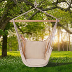 POPCLEAR Hammock Chair Hanging Rope Swing, 330 Pound Capacity, Hanging Chair with Cotton Rope for Indoor, Outdoor, Home, Patio, Deck, Yard, Garden,2 Seat Cushions Included with Hanging Kit (Beige)