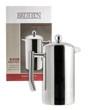 Bruhen Klassik French Press - 34 Ounce Stainless Steel - Double Wall Insulated - 4 Mugs (1 Liter) - Mirror Finish - Dining Room to Kitchen to Camping!