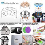 SPLF 9 Pcs Pressure Cooker Accessories Set, Compatible with Instant Pot 6 8 QT, Includes Steamer Basket, Springform Cake Pan, Egg Bites Mold, Eggs Rack, Silicone Dish Sponge, Cheat Sheet Magnets