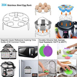 SPLF 9 Pcs Pressure Cooker Accessories Set, Compatible with Instant Pot 6 8 QT, Includes Steamer Basket, Springform Cake Pan, Egg Bites Mold, Eggs Rack, Silicone Dish Sponge, Cheat Sheet Magnets