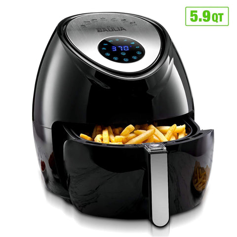 Baulia AF810 Fryer 3.8QT – Easy to Use Digital Air Machine – Cook Healthy, Nutritious Food with No Oil – LCD Screen Control – Insulated Handle, 3.8 QT, Black