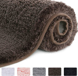 Office Marshal Bathroom Runner Rug Bath Mat 59"x20" Non-Slip Soft Long Shower Rug Plush Microfiber Water Absorbent Carpet Thick Shaggy Luxury Floor Mats, Machine Washable, White