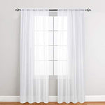 2 Panel Sheer Curtains White 84 inch Living Room Drapes Window Curtain Voile Sheers Linen Textured