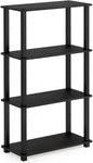 Furinno (99557BK/GY) Turn-N-Tube 4-Tier Multipurpose Shelf Display Rack - Black/Grey