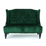 Christopher Knight Home Leah Traditional Tufted Winged Emerald Velvet Loveseat