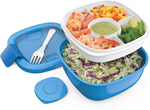 Bentgo Salad BPA-Free Lunch Container with Large 54-oz Salad Bowl, 3-Compartment Bento-Style Tray for Salad Toppings and Snacks, 3-oz Sauce Container for Dressings, and Built-In Reusable Fork (Purple)