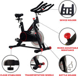 Sunny Health & Fitness Magnetic Belt Drive Indoor Cycling Bike with 44 lb Flywheel and Large Device Holder