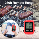 Veken Wireless Digital BBQ Meat Thermometer Remote Cooking Food Grill Thermometer with Dual Probes for Grilling Oven Smoker Thermometer Kitchen Tools, Battery Included (230 Feet), Red