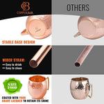 Moscow Mule Copper Mugs - Set of 2-100% HANDCRAFTED Pure Solid Copper Mugs - 16 Oz, Gift Set With Cocktail Copper Straws, Shot Glass, Stirrer & 2 E-Books by Copper-Bar