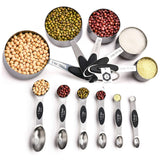 Magnetic Measuring Spoons and Stainless Steel Measuring Cups Set of 11, 5 Measuring Cups & 6 Double Sided Stackable Magnetic Measuring, Measuring Dry and Liquid Ingredients.