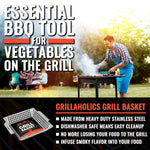 Grillaholics Grill Basket - Large Grilling Basket for More Vegetables - Heavy Duty Stainless Steel Grilling Accessories Built to Last - Perfect Vegetable Grill Basket for All Grills and Veggies