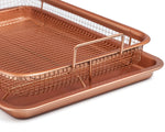 Chef’s Star Copper Crisper Tray - Ceramic Coated Cookie Tray & Mesh Nonstick Basket - Healthy Oil Free Air Frying Option For Chicken, French Fries, Onion Rings & More