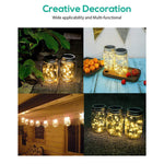 [Upgraded] Solar Mason Jar Lid Lights 30 LEDs - 1200mAh Battery | Outdoor Decor, Patio Garden Decor, Solar Lantern Table Light | 6-Pack Hangers and Lids String Fairy Firefly Lights/No Jars