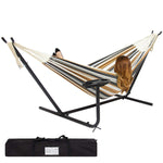 Best Choice Products Outdoor Double Hammock Set w/ Steel Stand, Cup Holder, Tray, and Carrying Bag - Desert Stripe