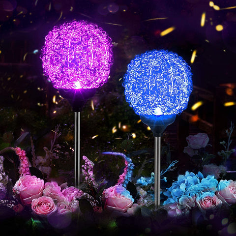 EPIC GADGET Solar Garden Lights Outdoor, Upgraded Magic Globe Powered Garden Light, Multi-Color Changing LED Solar Stake Lights for Patio Backyard Pathway Party Decoration (2 PCS)