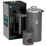 Large French Press Coffee Maker – Vacuum Insulated Stainless Steel (Gray, 34floz)