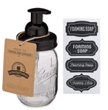 Jarmazing Products Mason Jar Foaming Soap Dispenser - Black - with 16 Ounce Ball Mason Jar - Two Pack!