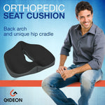 Gideon™ Premium Orthopedic Seat Cushion for Office Chair, Car, Truck, Plane, Wheelchairs, etc. - Provides Relief for Lower Back Pain, Tailbone, Coccyx, Sciatica, Pelvic Pain, Prostate, etc.