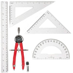 Protractor and Compass for Geometry for Kids with Rulers and Two Set Squares