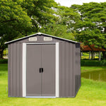 Outdoor Storage Shed 6 x 4 Feet Utility Tool Shed Garden Vents kit with Waterproof Garage Galvanized Steel Parts with Grey Sliding Grey Doors