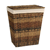 Seville Classics Handwoven Lidded Laundry Hamper with Canvas Liner, Granite Gray